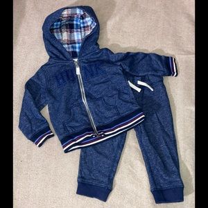 Carter's Blue HUNK Zip Up Hoodie & Joggers 2 Piece Warm Up Suit - 18 Months